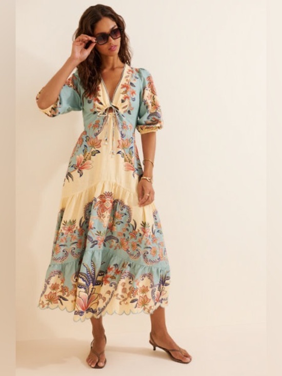 NWT Farm Rio Butter Yellow Boho Beauty Maxi Dress S NWT - Picture 2 of 13